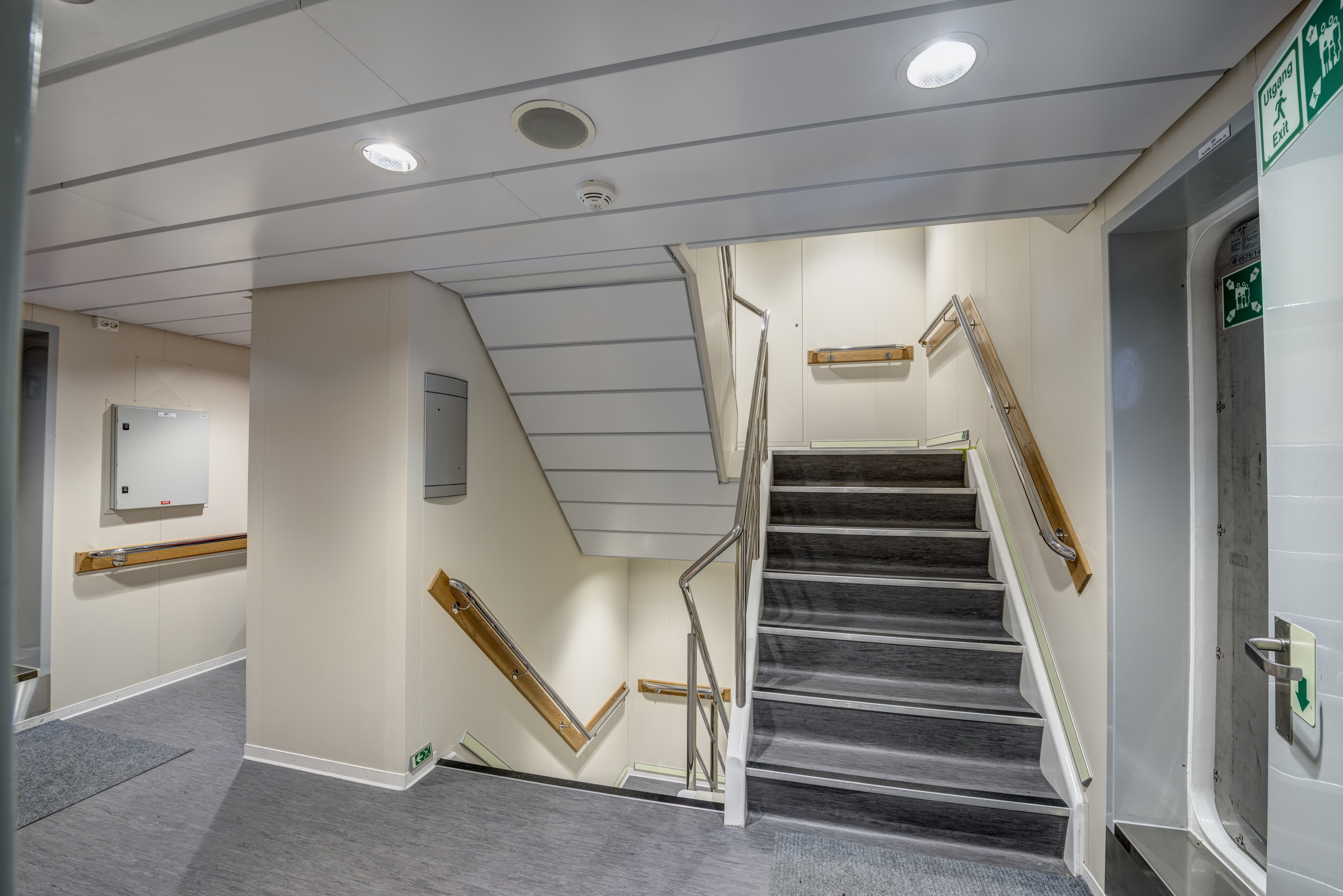 downlights in ship corridor