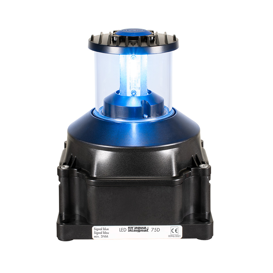 3675505000 75D LED Signal Blue, main 115-230VAC/spare 115-230VAC Black, 3nm