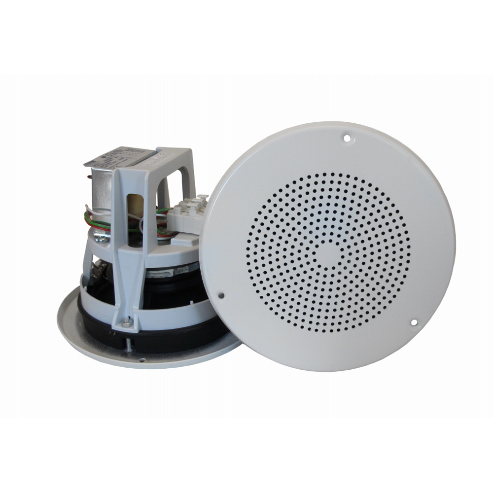 B56020 Flush mounted ceiling speaker, PA ALU 6W 20 Ohm RAL9010