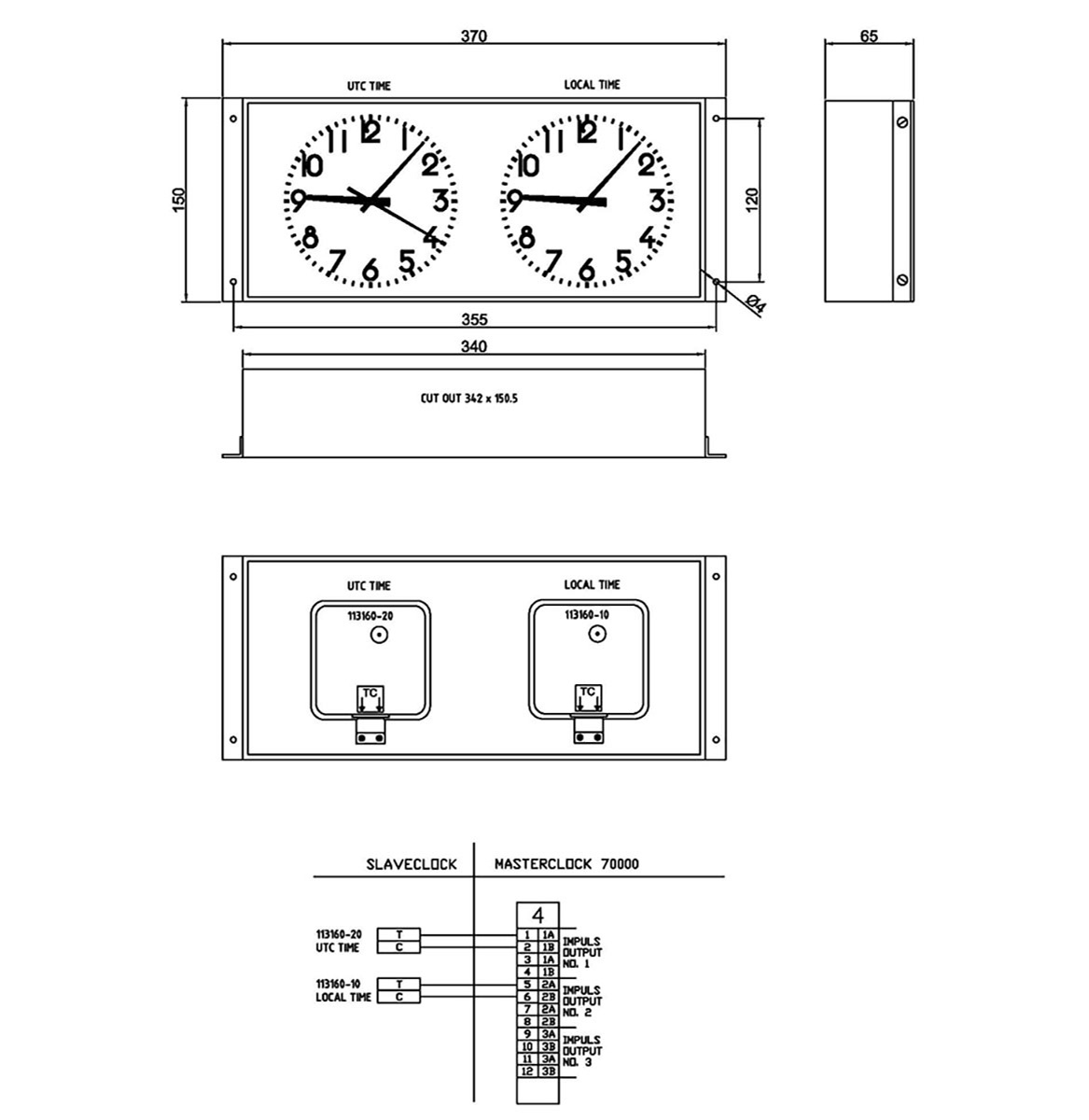 vingtor stentofon dual face slave clock dimensions