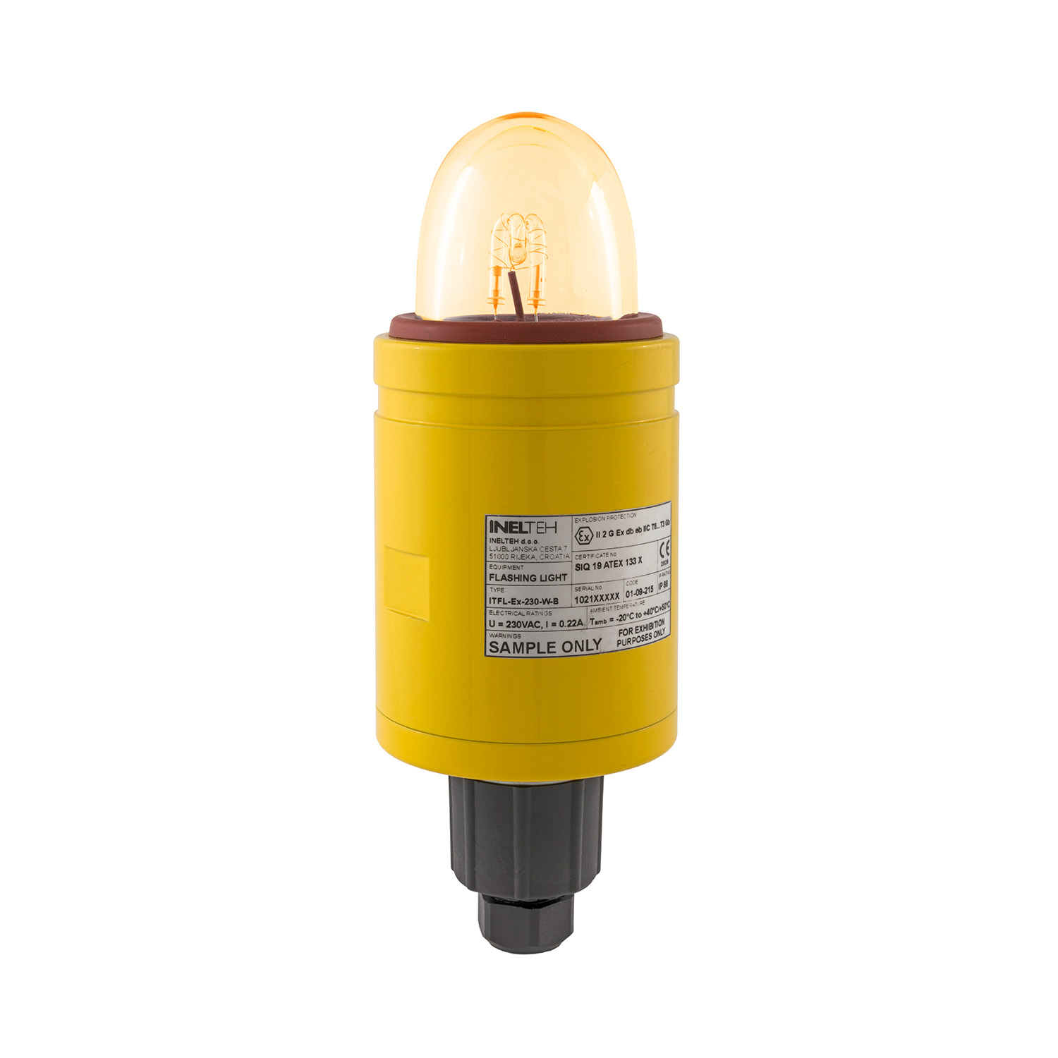 01-09-203 ITFL-EX-230-A-B, Ex flashing light 230V AC, Amber, with Exd/Exe adapter