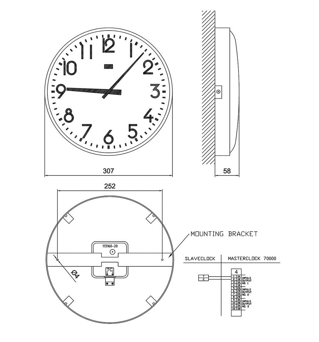 slave clock 2031580-10 vingtor stentofon dimensions