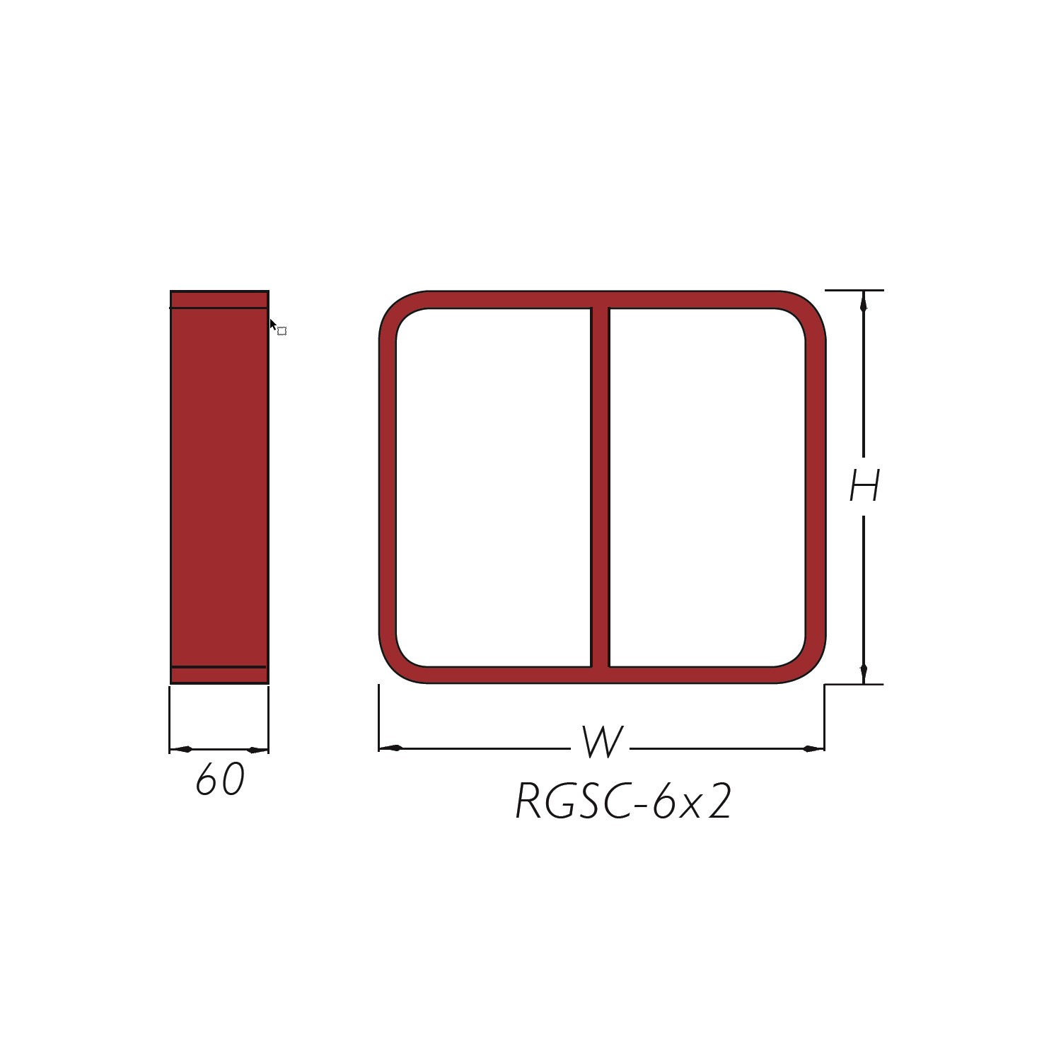 RGSC6X2P Frame marine,roundc, primer 2 x [internal size 220x120mm]