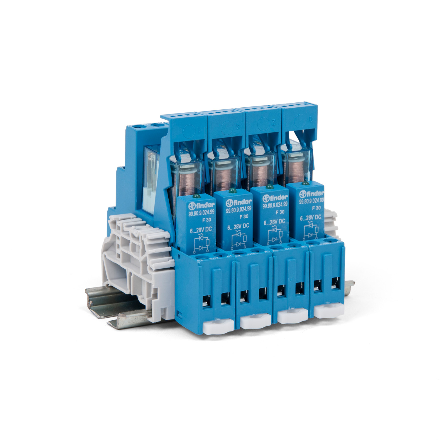EFN-151-TERMINAL 4 coupling Relay with socket, on Dinrail