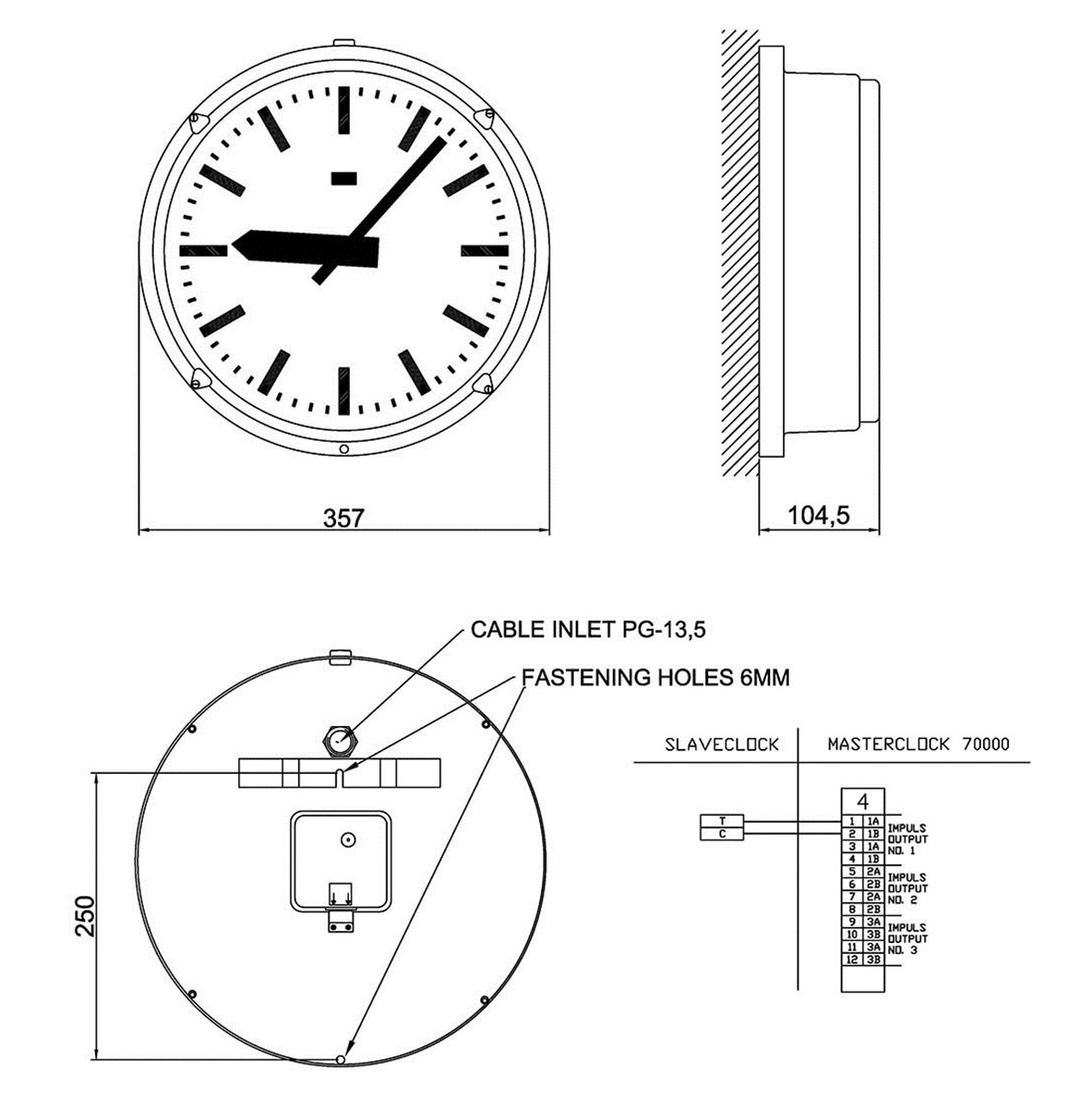 5133580-10 slave clock vingtor stentofon dimensions