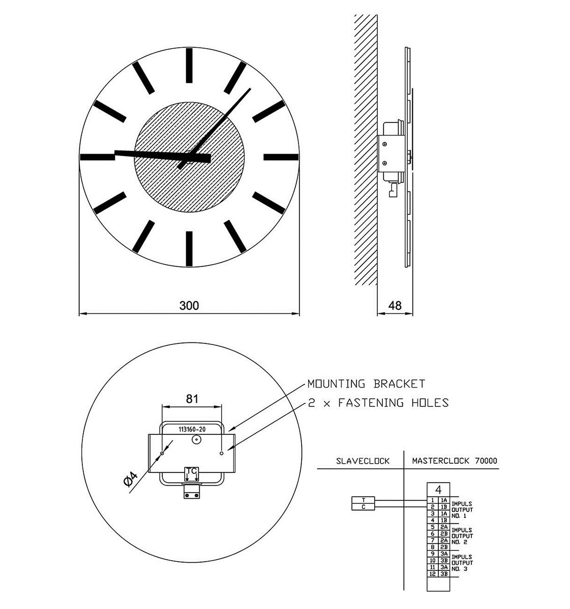 170155-00 slave clock dimensions